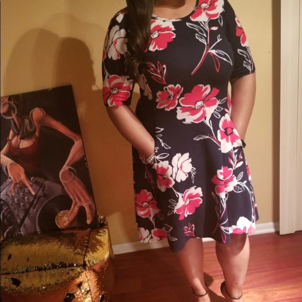 Tiana Black dress with red and white flowers